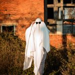 person in ghost costume