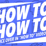 Stylized text "How to 'How to' voice over in 'how to' videos" with business graphics in background